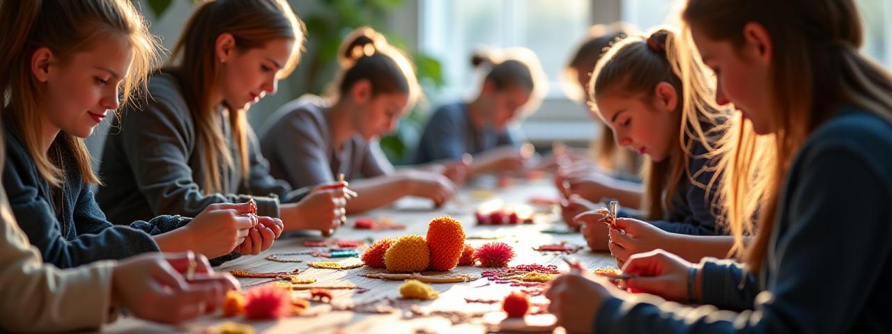 Artisans sharing traditional craft skills in a community workshop setting in Dublin