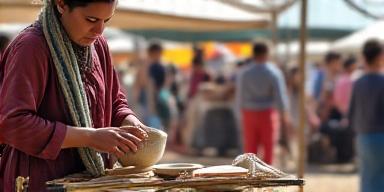 Artisan giving a live craft demonstration at a community festival